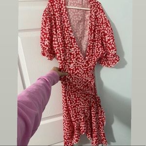 Red and white flower dress